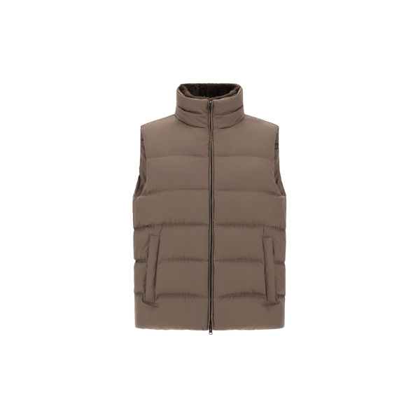 Herno Dark Taupe Vest in Arendelle and Monogram | Men's Jackets | Luxury Shoes 