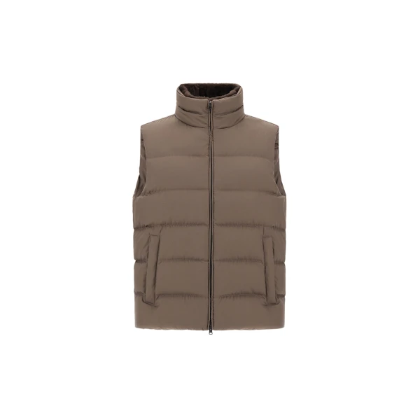 Herno Dark Taupe Vest in Arendelle and Monogram | Men's Jackets | Luxury Shoes 