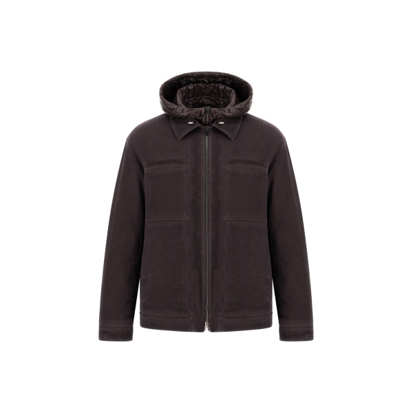 Herno Denim-Effect Gabardine and Nylon Ultralight Jacket in Dark Brown | Men's Jackets | Luxury Shoes 