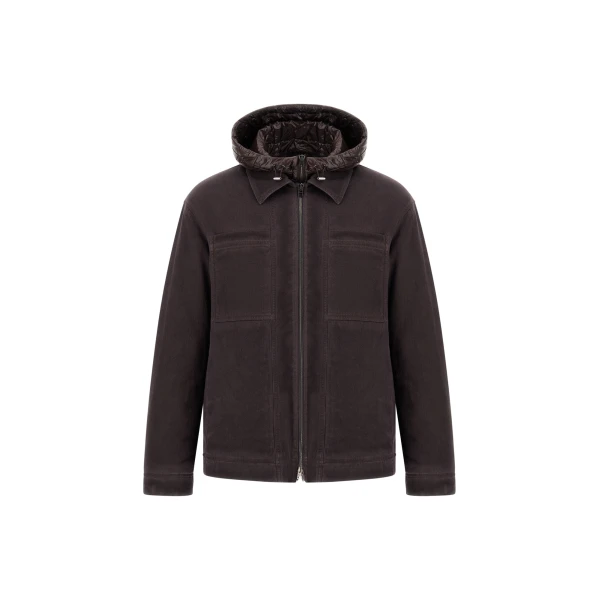 Herno Denim-Effect Gabardine and Nylon Ultralight Jacket in Dark Brown | Men's Jackets | Luxury Shoes 
