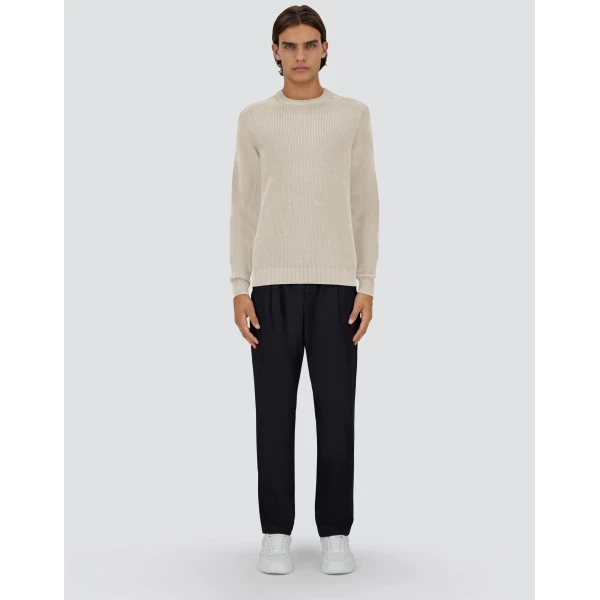 Herno Dry Cotton Knit Sweater in Natural | Men's Knitwear | Luxury Shoes 