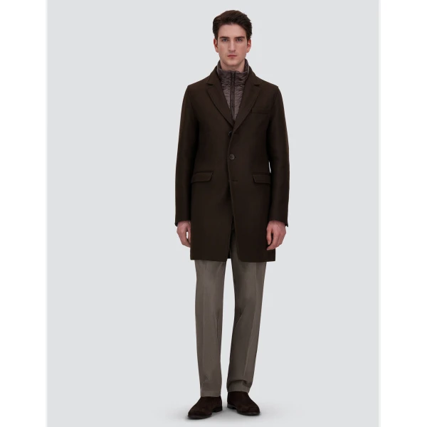 Herno Ecowool and Nylon Ultralight Coat in Dark Brown | Men's Coats | Luxury Shoes 