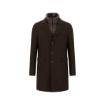 Herno Ecowool and Nylon Ultralight Coat in Dark Brown | Men's Coats | Luxury Shoes 