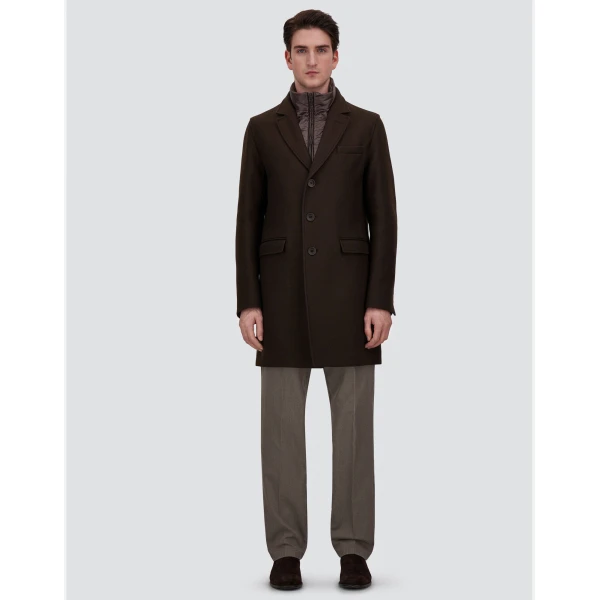 Herno Ecowool and Nylon Ultralight Coat in Dark Brown | Men's Coats | Luxury Shoes 