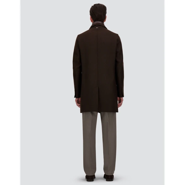 Herno Ecowool and Nylon Ultralight Coat in Dark Brown | Men's Coats | Luxury Shoes 