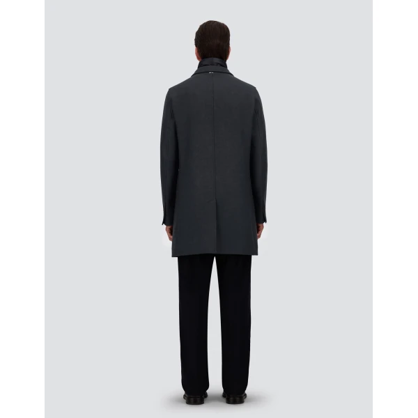 Herno Ecowool and Nylon Ultralight Coat in Navy Blue | Men's Coats | Luxury Shoes 