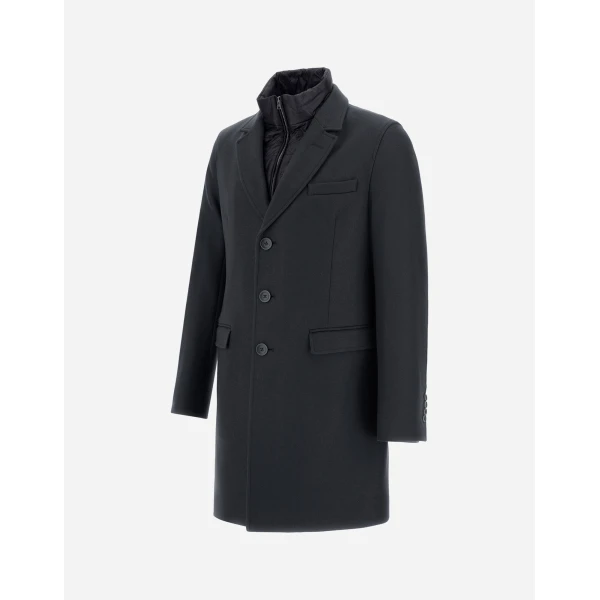 Herno Ecowool and Nylon Ultralight Coat in Navy Blue | Men's Coats | Luxury Shoes 