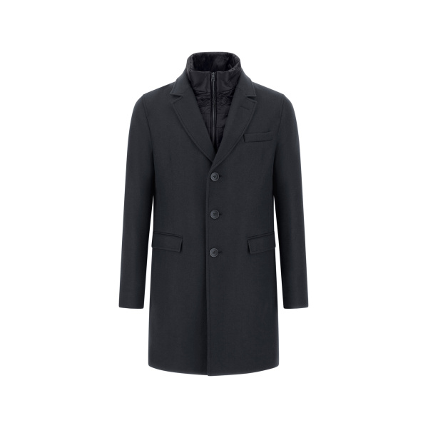 Herno Ecowool and Nylon Ultralight Coat in Navy Blue | Men's Coats | Luxury Shoes 