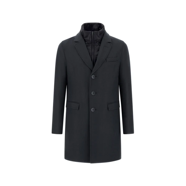 Herno Ecowool and Nylon Ultralight Coat in Navy Blue | Men's Coats | Luxury Shoes 