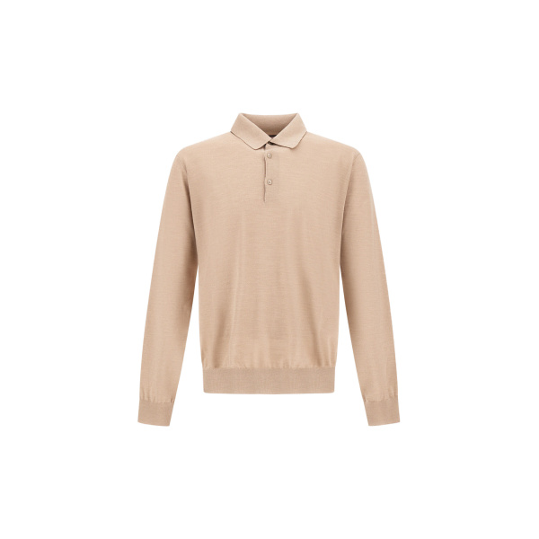 Herno Ecru Resort Polo Shirt in Wool and Silk Knit | Men's T-Shirts and Polos | Luxury Shoes 