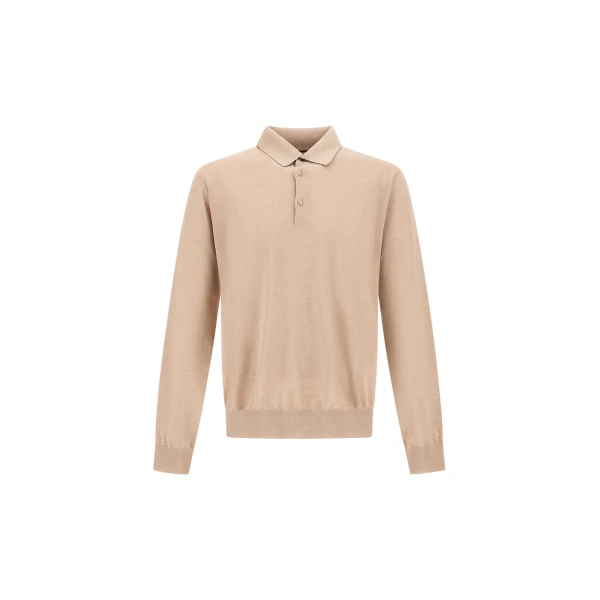 Herno Ecru Resort Polo Shirt in Wool and Silk Knit | Men's T-Shirts and Polos | Luxury Shoes 