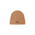 Herno English Rib Cashmere Beanie in Camel | Men's Hats | Luxury Shoes 