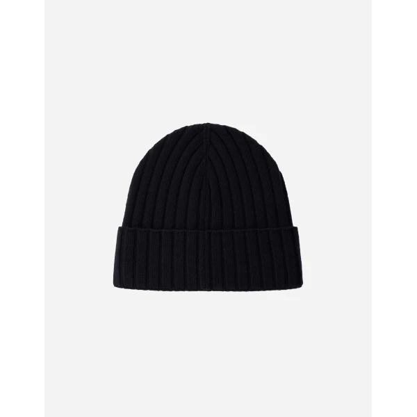 Herno English Rib Cashmere Beanie in Dark Blue | Men's Hats | Luxury Shoes 