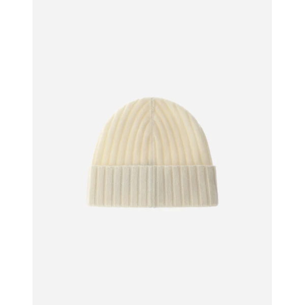 Herno English Rib Cashmere Beanie in Ivory | Men's Hats | Luxury Shoes 