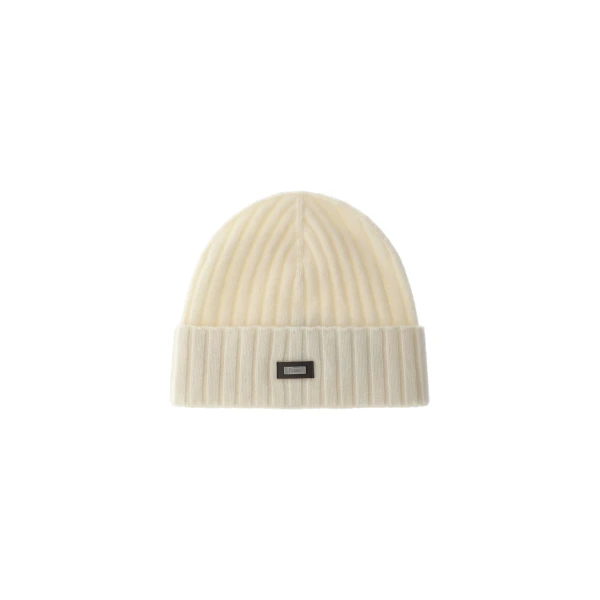 Herno English Rib Cashmere Beanie in Ivory | Men's Hats | Luxury Shoes 