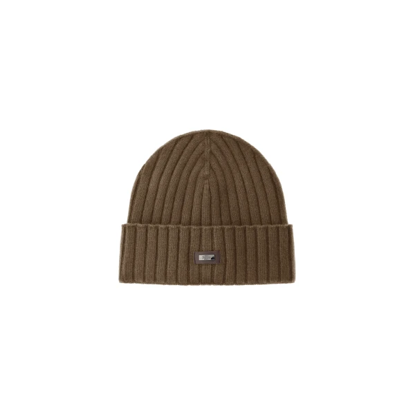 Herno English Rib Cashmere Beanie in Light Military | Men's Hats | Luxury Shoes 