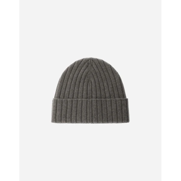 Herno English Rib Cashmere Beanie in Light Taupe | Men's Hats | Luxury Shoes 
