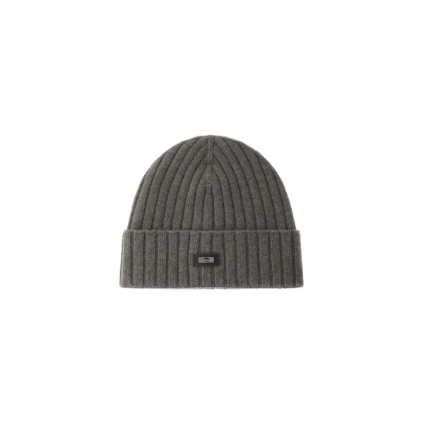 Herno English Rib Cashmere Beanie in Light Taupe | Men's Hats | Luxury Shoes 