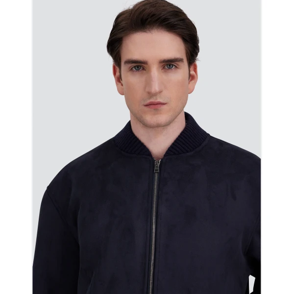 Herno Faux Shearling Bomber Jacket in Blue | Men's Jackets | Luxury Shoes 