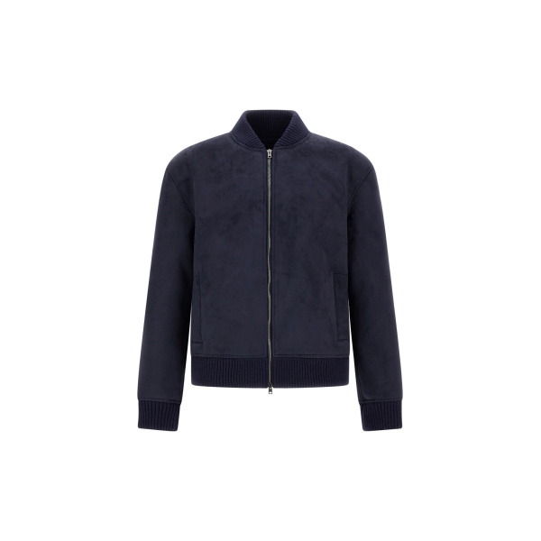 Herno Faux Shearling Bomber Jacket in Blue | Men's Jackets | Luxury Shoes 