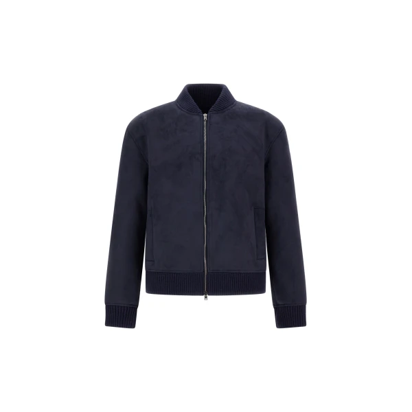 Herno Faux Shearling Bomber Jacket in Blue | Men's Jackets | Luxury Shoes 