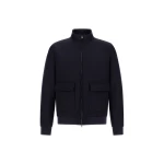 Herno Fine Wool Bomber Jacket in Navy Blue | Men's Jackets | Luxury Shoes 