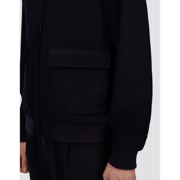 Herno Fine Wool Bomber Jacket in Navy Blue | Men's Jackets | Luxury Shoes 