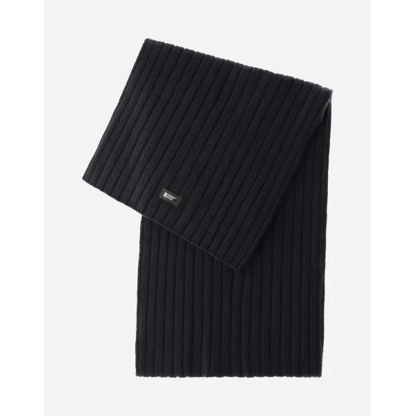 Herno Fisherman's Rib Cashmere Scarf in Dark Blue | Men's Scarves | Luxury Shoes 