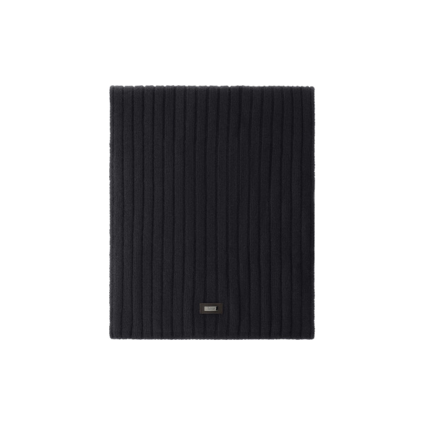 Herno Fisherman's Rib Cashmere Scarf in Dark Blue | Men's Scarves | Luxury Shoes 