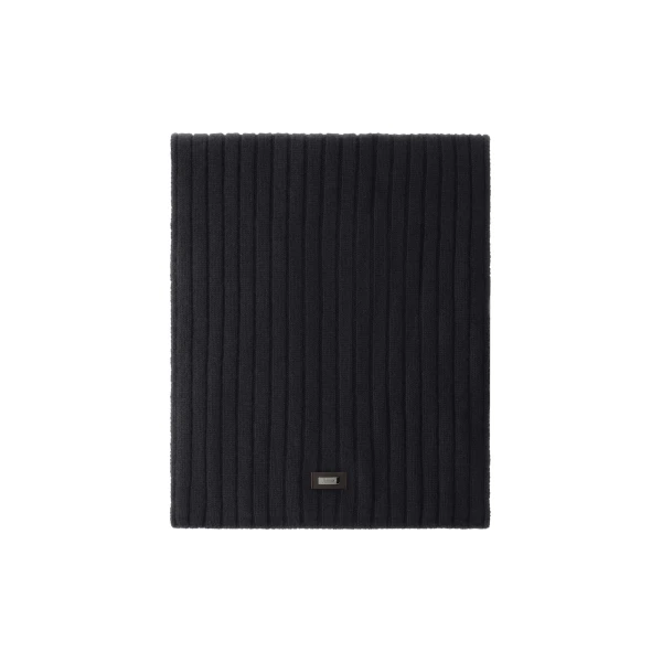 Herno Fisherman's Rib Cashmere Scarf in Dark Blue | Men's Scarves | Luxury Shoes 