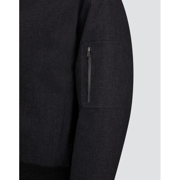 Herno Flannel Bomber Jacket with Waterproof Membrane in Iron | Men's Jackets | Luxury Shoes 
