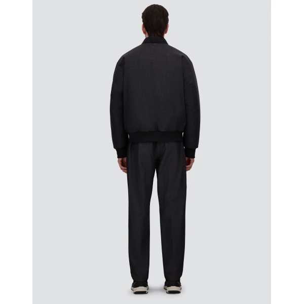 Herno Flannel Bomber Jacket with Waterproof Membrane in Iron | Men's Jackets | Luxury Shoes 