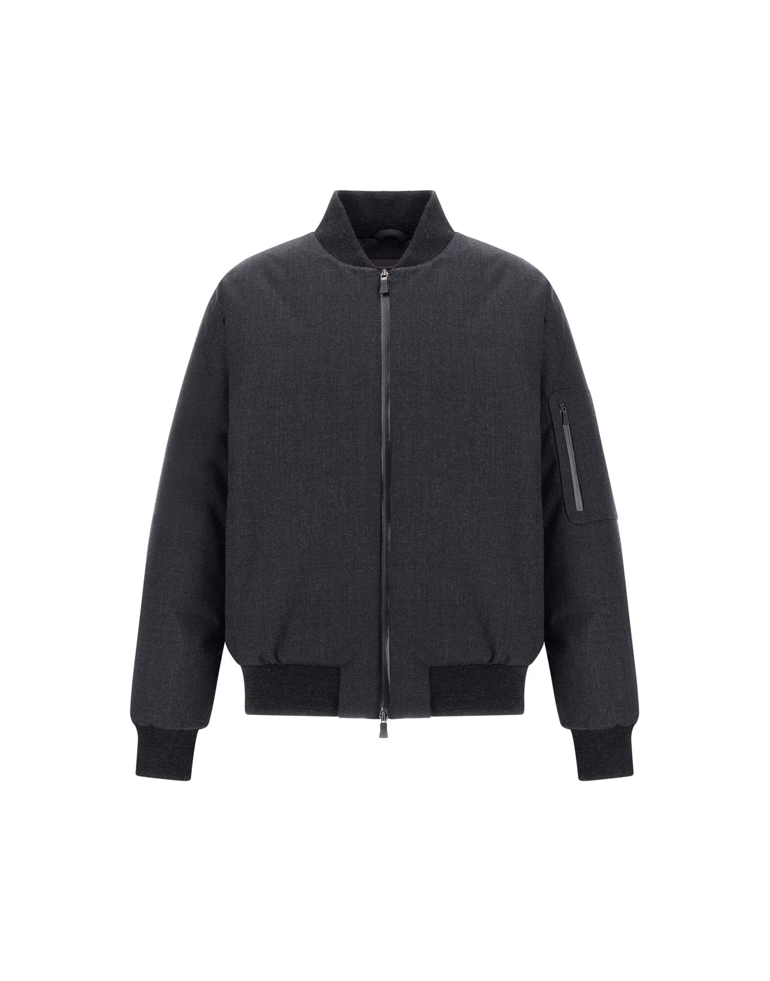 Herno Flannel Bomber Jacket with Waterproof Membrane in Iron Herno Flannel Bomber Jacket with Waterproof Membrane in Iron | Men's Jackets | Luxury Shoes