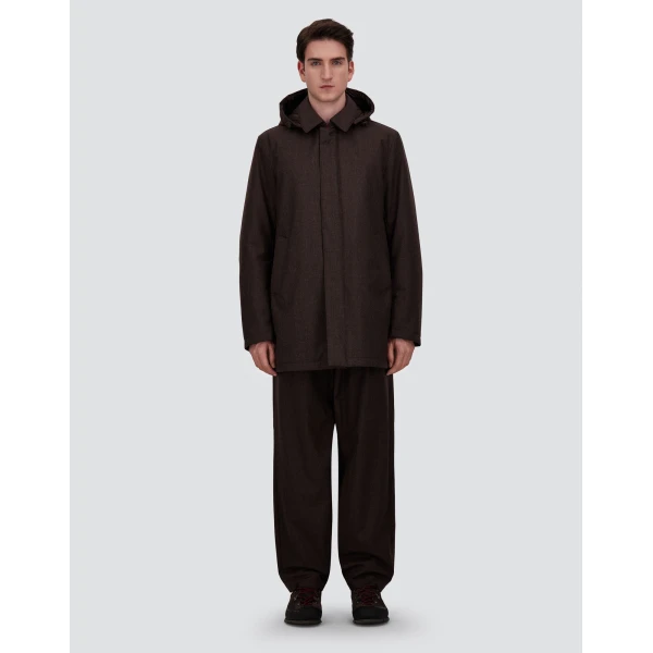 Herno Flannel Coat with Waterproof Membrane in Dark Brown | Men's Coats | Luxury Shoes 