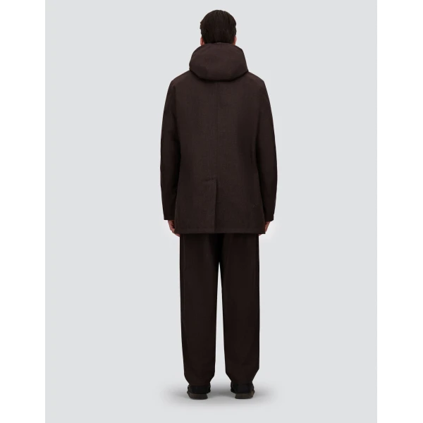 Herno Flannel Coat with Waterproof Membrane in Dark Brown | Men's Coats | Luxury Shoes 