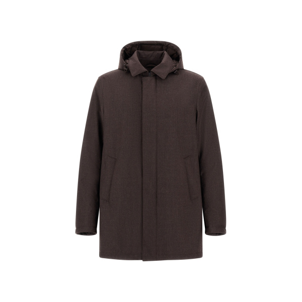 Herno Flannel Coat with Waterproof Membrane in Dark Brown | Men's Coats | Luxury Shoes 