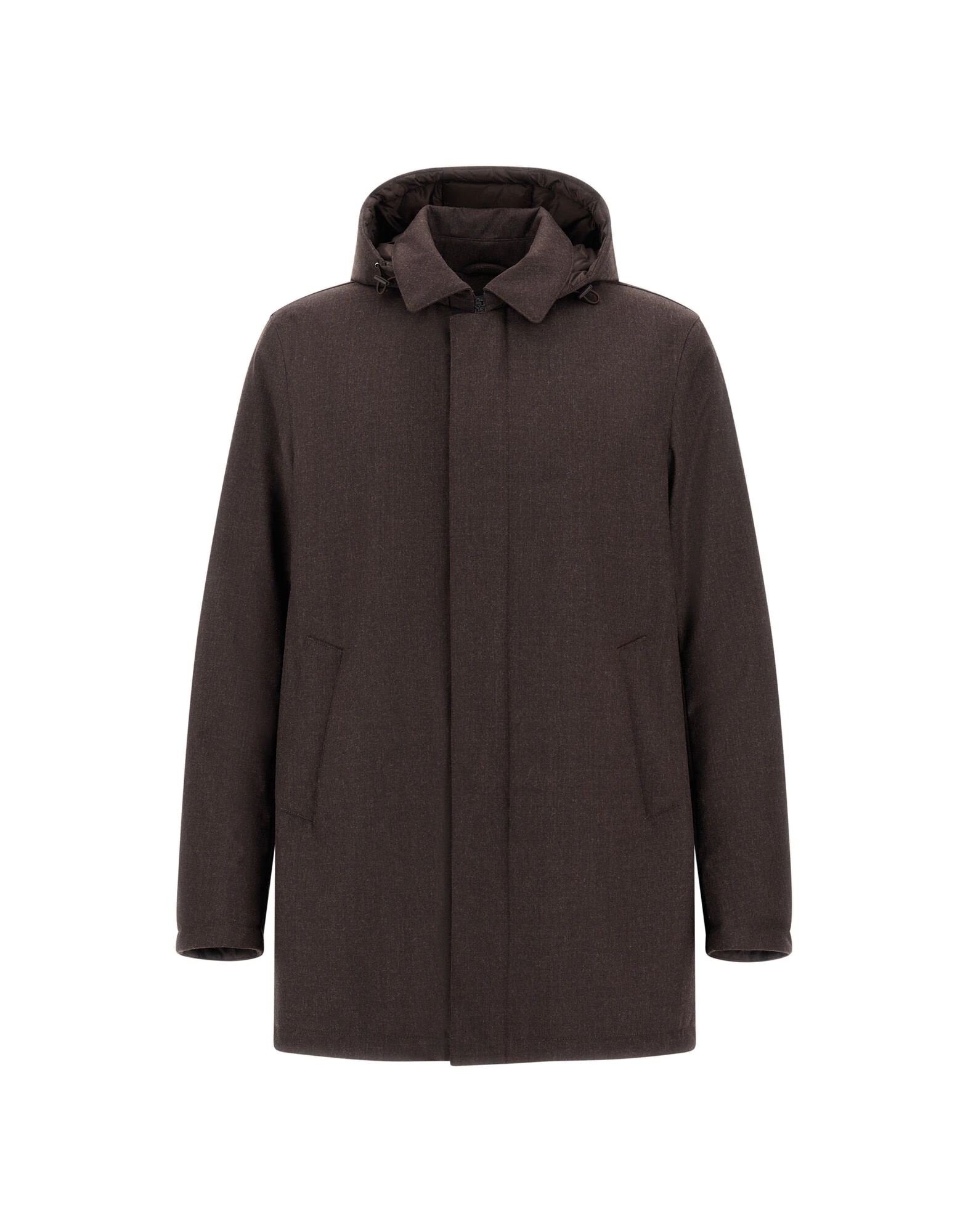 Herno Flannel Coat with Waterproof Membrane in Dark Brown Herno Flannel Coat with Waterproof Membrane in Dark Brown | Men's Coats | Luxury Shoes