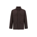 Herno Flannel Field Jacket with Waterproof Membrane in Dark Brown | Men's Jackets | Luxury Shoes 
