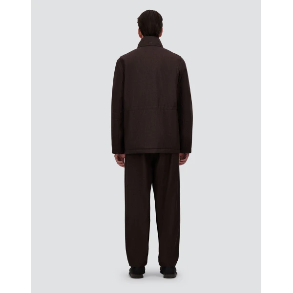Herno Flannel Field Jacket with Waterproof Membrane in Dark Brown | Men's Jackets | Luxury Shoes 