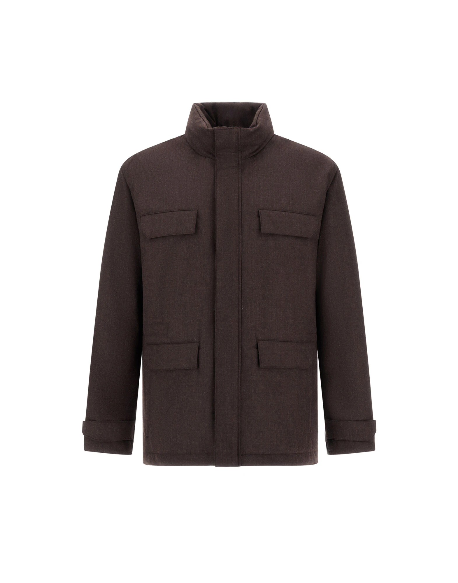 Herno Flannel Field Jacket with Waterproof Membrane in Dark Brown Herno Flannel Field Jacket with Waterproof Membrane in Dark Brown | Men's Jackets | Luxury Shoes