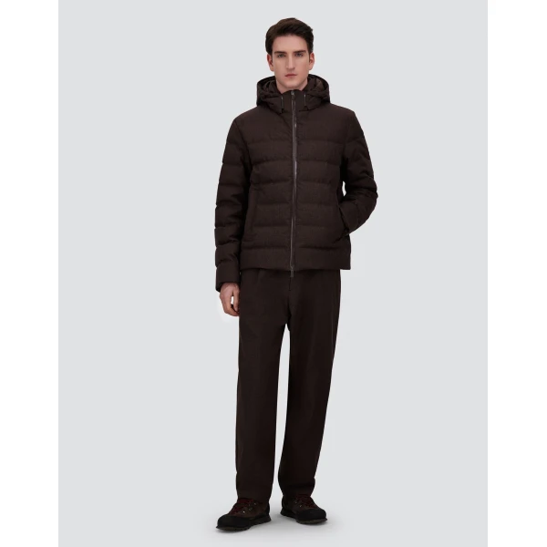 Herno Flannel Jacket with Water-Repellent Coating in Dark Brown | Men's Coats | Luxury Shoes 