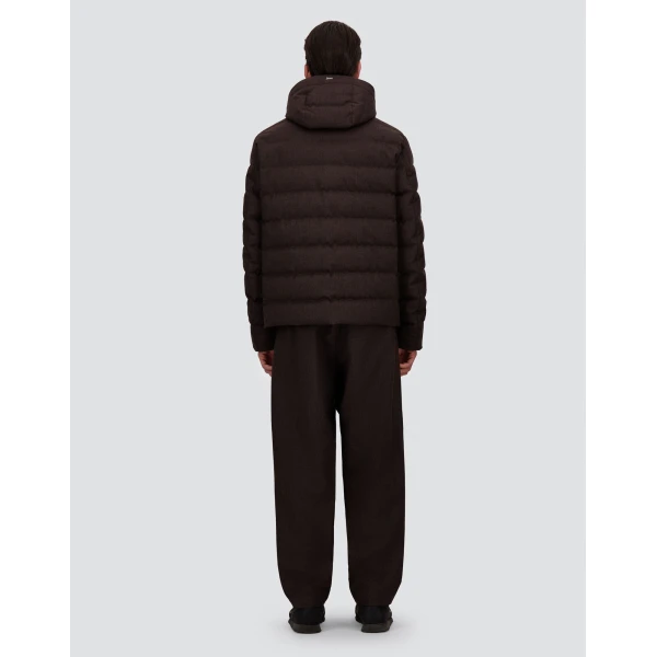 Herno Flannel Jacket with Water-Repellent Coating in Dark Brown | Men's Coats | Luxury Shoes 