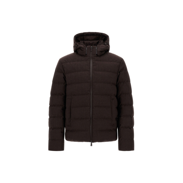 Herno Flannel Jacket with Water-Repellent Coating in Dark Brown | Men's Coats | Luxury Shoes 