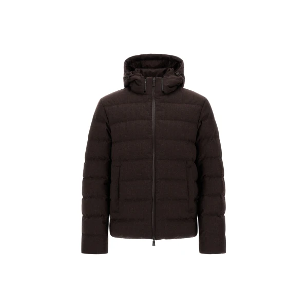 Herno Flannel Jacket with Water-Repellent Coating in Dark Brown | Men's Coats | Luxury Shoes 