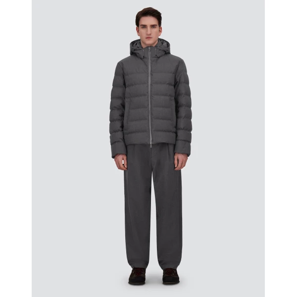 Herno Flannel Jacket with Water-Repellent Coating in Iron | Men's Coats | Luxury Shoes 
