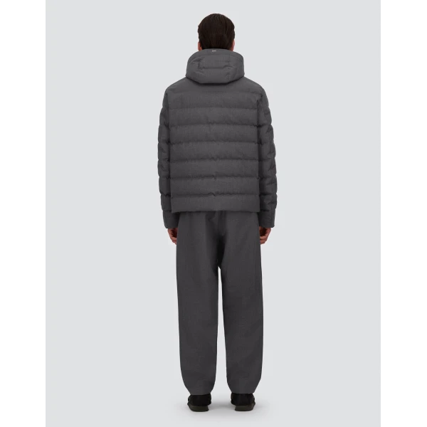 Herno Flannel Jacket with Water-Repellent Coating in Iron | Men's Coats | Luxury Shoes 