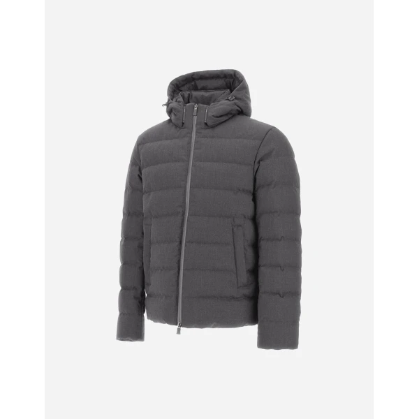 Herno Flannel Jacket with Water-Repellent Coating in Iron | Men's Coats | Luxury Shoes 