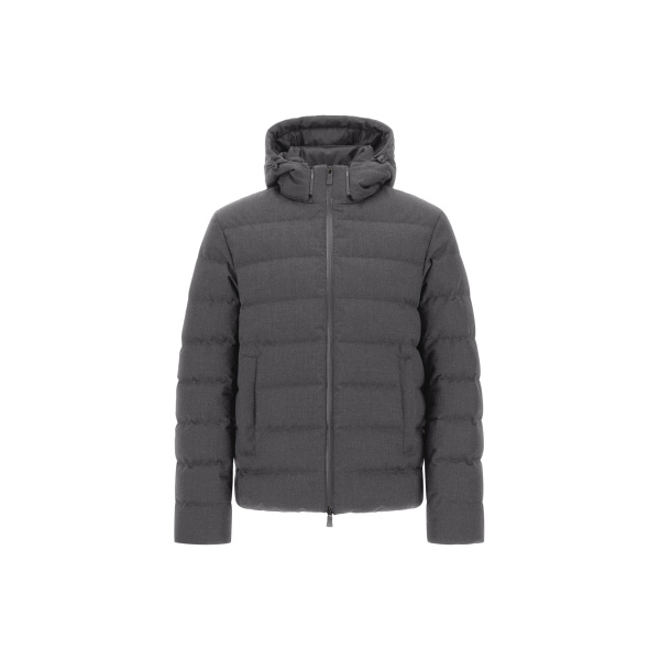 Herno Flannel Jacket with Water-Repellent Coating in Iron | Men's Coats | Luxury Shoes 