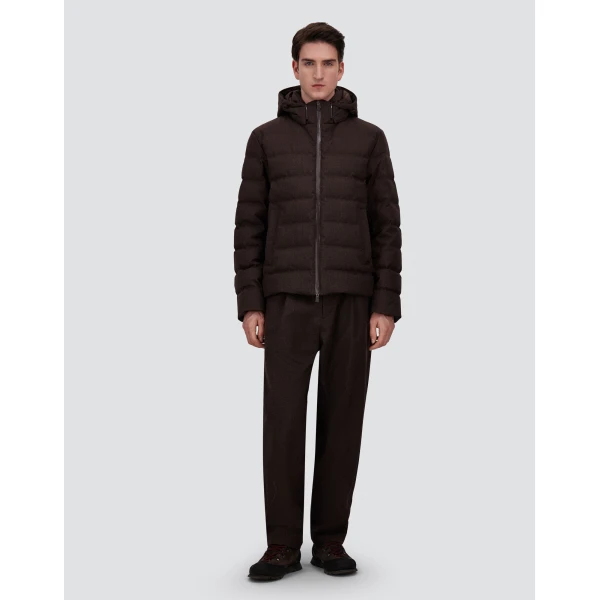 Herno Flannel Trousers with Water-Repellent Coating in Dark Brown | Men's Trousers | Luxury Shoes 