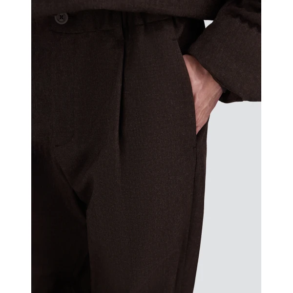 Herno Flannel Trousers with Water-Repellent Coating in Dark Brown | Men's Trousers | Luxury Shoes 